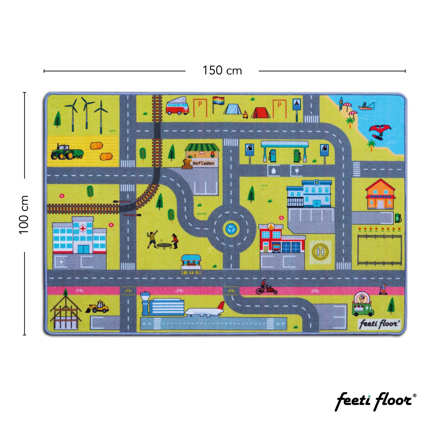 Straßen Spielteppich 1,0 x 1,5 m
